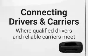 Header image showing white truck and text “Connecting Drivers & Carriers — Where qualified drivers and reliable carriers meet